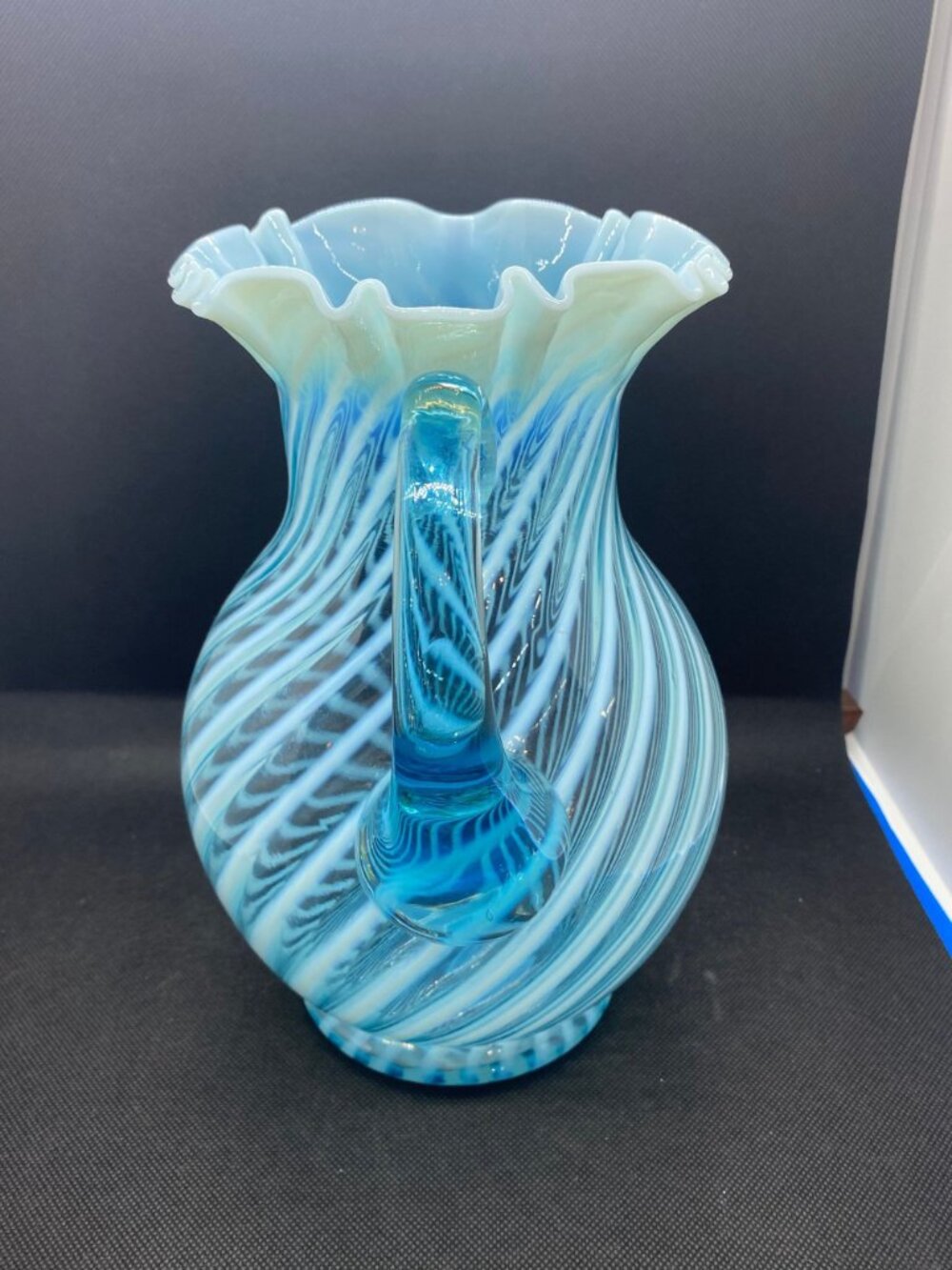 Blue Topaz Swirl Pitcher by The Gresham Collection. - Picture 4 of 4